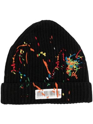 Mostly Heard Rarely Seen embroidered barcode-detail beanie - Black