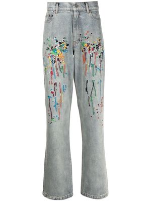 Mostly Heard Rarely Seen embroidered straight-leg jeans - Blue