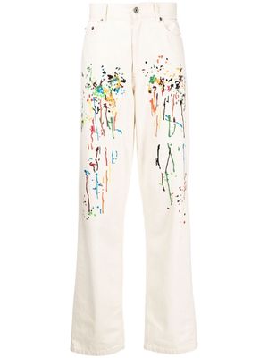 Mostly Heard Rarely Seen embroidered straight-leg jeans - White