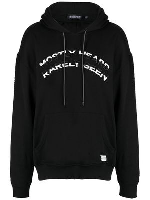 Mostly Heard Rarely Seen logo-embossed cotton hoodie - Black