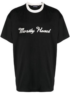 Mostly Heard Rarely Seen logo-embroidered contrasting-collar T-shirt - Black