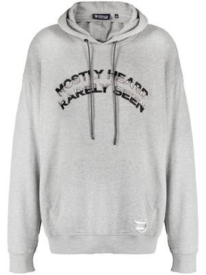 Mostly Heard Rarely Seen logo-embroidered hybrid cotton hoodie - Grey