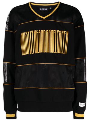 Mostly Heard Rarely Seen logo-embroidered hybrid sweatshirt - Black