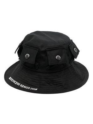 Mostly Heard Rarely Seen logo-embroidery cotton bucket hat - Black