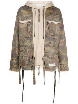 Mostly Heard Rarely Seen M65 camouflage zip hybrid jacket - Green