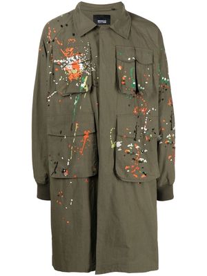 Mostly Heard Rarely Seen paint-embroidered backpack coat - Green