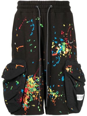 Mostly Heard Rarely Seen paint-embroidered cargo shorts - Black