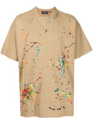 Mostly Heard Rarely Seen Paint-embroidered cotton T-shirt - Brown