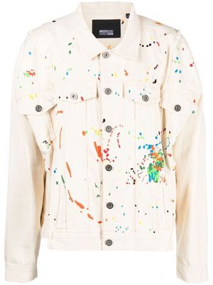 Mostly Heard Rarely Seen paint-embroidered denim jacket - Neutrals