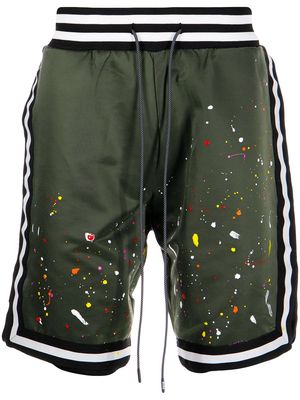 Mostly Heard Rarely Seen paint-splattered basketball shorts - Green