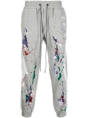 Mostly Heard Rarely Seen paint-splattered tapered joggers - Grey