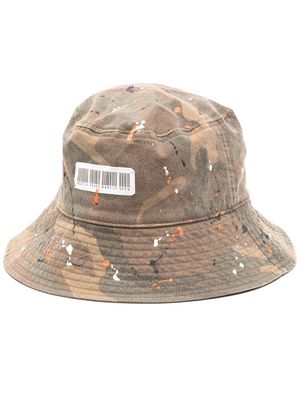 Mostly Heard Rarely Seen painted barcode bucket hat - Brown