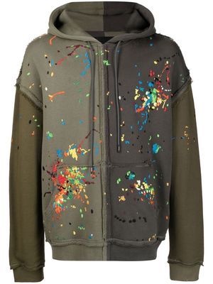 Mostly Heard Rarely Seen Spliced Paint-embroidered hoodie - Green