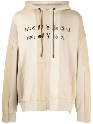 Mostly Heard Rarely Seen Spliced Text long-sleeve hoodie - Neutrals