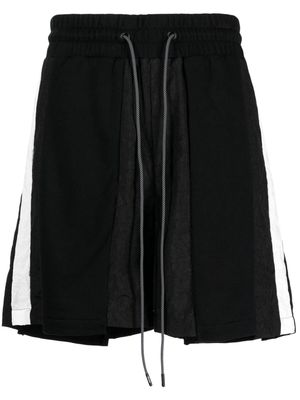 Mostly Heard Rarely Seen striped panelled cotton track shorts - Black