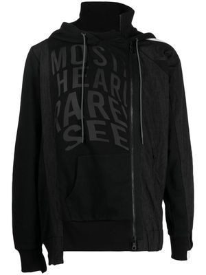 Mostly Heard Rarely Seen Track asymmetric panelled hoodie - Black
