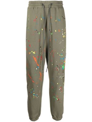 Mostly Heard Rarely Seen Warped paint splatter-embroidered joggers - Green