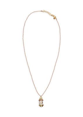 Mot De Passe 18K Gold-Plated, Enamel, White Agate & Zircon Pendant Necklace