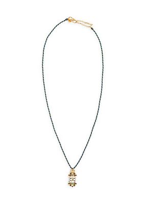 Mot De Passe Jackpot 18K-Gold-Plated, Enamel & Zircon Pendant Necklace