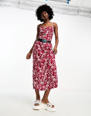 Motel bold floral cami maxi dress in berry red