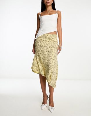 Motel ditsy floral midi skirt in yellow