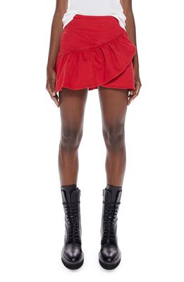 MOTHER Flowy Crossover Miniskirt in Ribbon Red