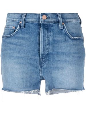 MOTHER frayed high-waist denim shorts - Blue