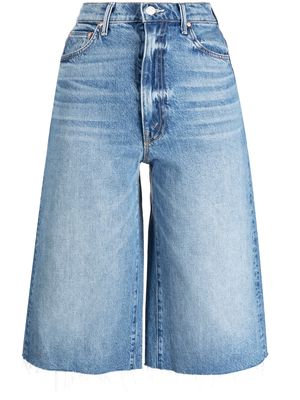 MOTHER high-rise raw-cut denim shorts - Blue