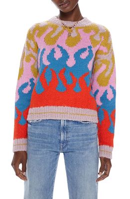 MOTHER Its Getting Hot in Here Flames Intarsia Cotton Sweater