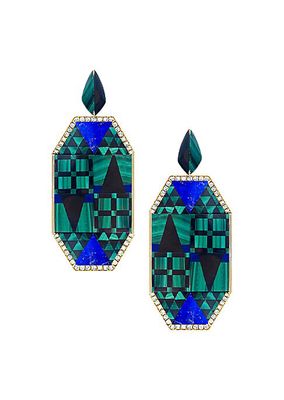 Mother Nature 18K Gold & Diamond Green Mosaic Earrings