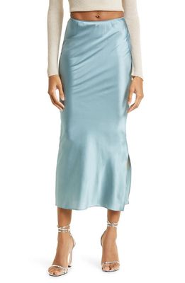 Mother of All Alex Stretch Silk Skirt in Smoky Light Blue