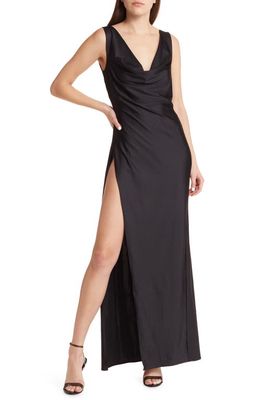 Mother of All Calypso Side Slit Maxi Dress in Black