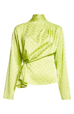 Mother of All Cora Long Sleeve Silk Blend Top in See Green