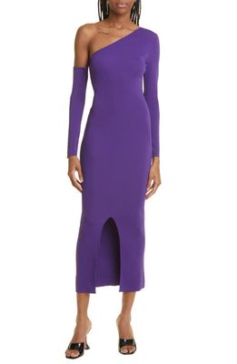Mother of All Federica One-Shoulder Long Sleeve Body-Con Dress in Purple