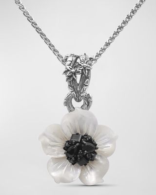 Mother-of-Pearl and Black Spinel Flower Pendant