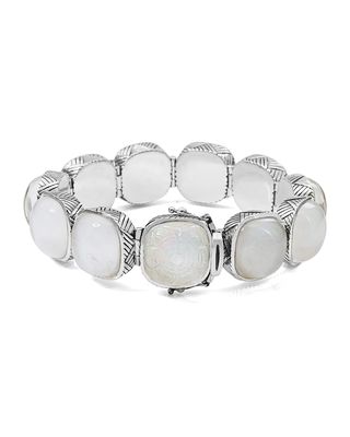 Mother-of-Pearl and White Agate Cushion Bracelet