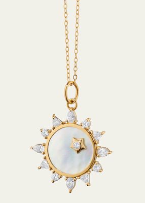 Mother of Pearl Diamond "Happiness" Sun Charm Necklace