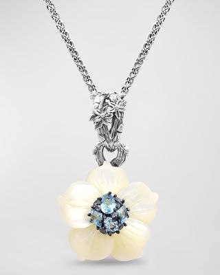Mother-of-Pearl Flower with Blue Topaz Pendant