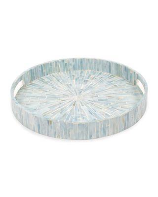Mother-of-Pearl Round Tray, Blue