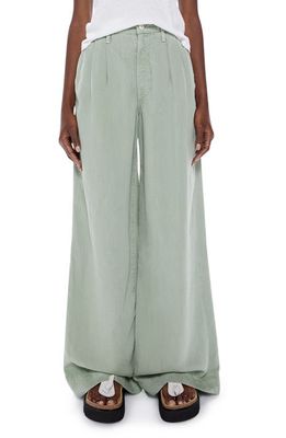 MOTHER Pouty Prep Heel Pleated High Waist Wide Leg Pants in Cameo Green