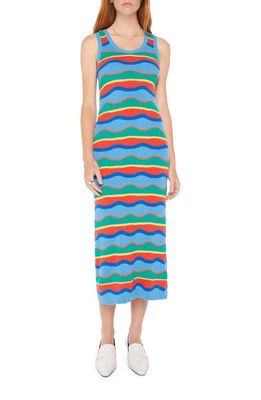MOTHER Stripe Sleeveless Sweater Dress in Multi Blue Stripe