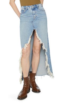 MOTHER The Ditcher Frayed Denim Skirt in Aint My First Rodeo