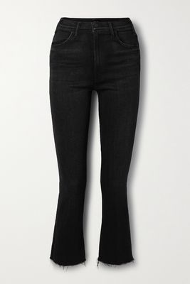 Mother - The Hustler Cropped Frayed High-rise Flared Jeans - Black
