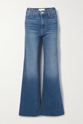 Mother - The Hustler Frayed High-rise Flared Jeans - Blue