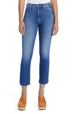 MOTHER The Hustler Frayed High Waist Ankle Flare Jeans in Satisfaction Guarenteed