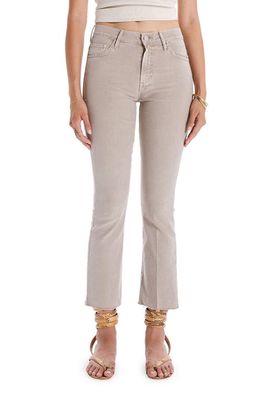 MOTHER The Insider Frayed Hem High Waist Ankle Jeans in Chalk Oxford Tan