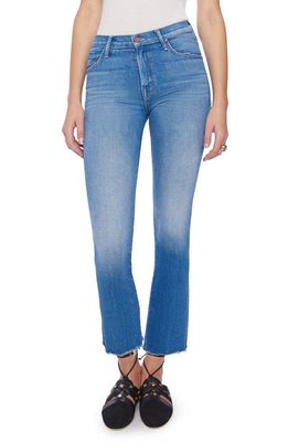 MOTHER The Insider Frayed High Waist Ankle Straight Leg Jeans in Eager Beaver