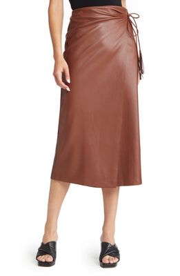 MOTHER The It's A Wrap Faux Leather Skirt in Friar Brown