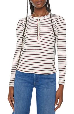 MOTHER The Itty Bitty Pixie Stripe Thermal Henley Top in Strip Tease