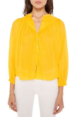 MOTHER The Love Dearly Three-Quarter Sleeve Top in Yellow Chrome